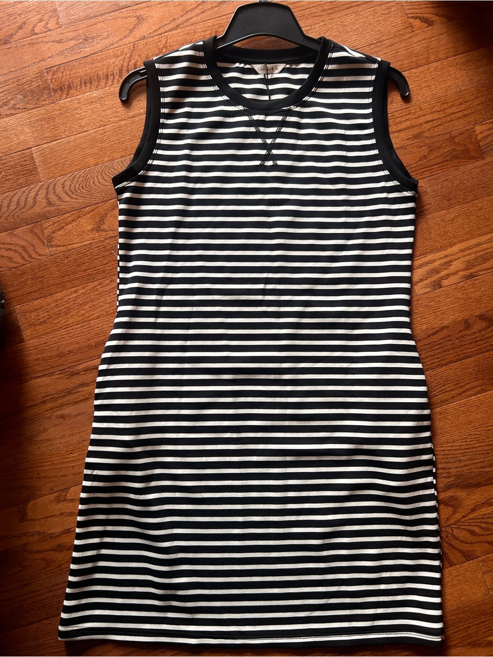 Glamaker Sleeveless Black and White Striped Dress Medium